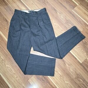 Vtg GAP Wool Dress‎ Pants Mens 36x34 Gray Relaxed Fit Pleated Front Cuffed Y2k
